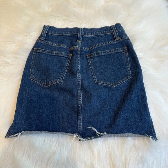 Madewell Skirt Denim Jean Mini Stretch Raw Step-Hem Edition Preppy Sz 24 #J2735 - Picture 11 of 13